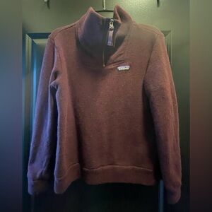 Patagonia wool blend zippered mockneck sweater in maroon